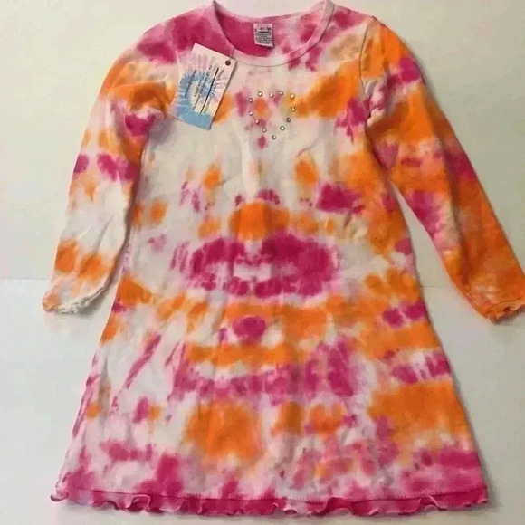 Dharma Trading Co Other - New! Cotton Tie dye dress with rhinestones Girls 4T ruffle edge